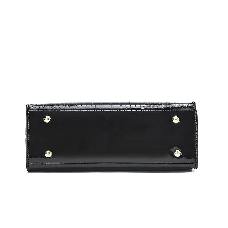 Utrechtlynn ® | GLANZENDE KROKODILLENLEER HANDTAS